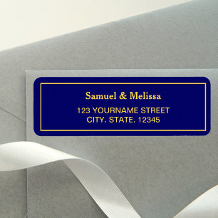 Etiqueta Boda Real Azul y Oro