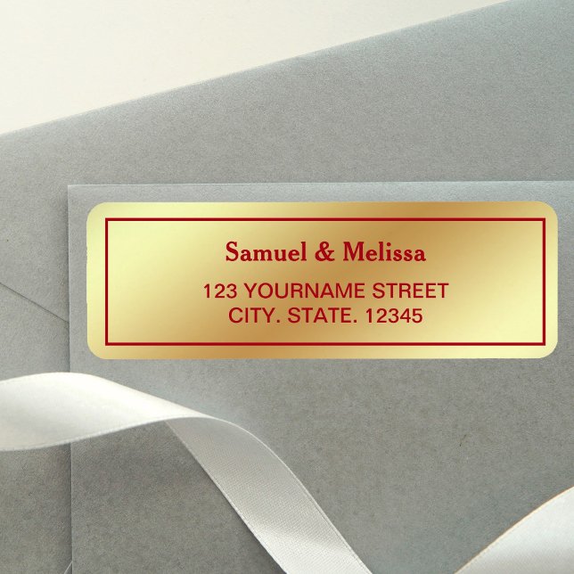 Etiqueta Boda rojo maroon de Relieve metalizado dorado fals (Subido por el creador)