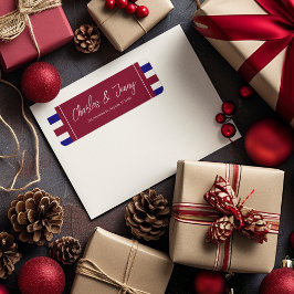 Etiqueta Boda Rojo Real y Azul