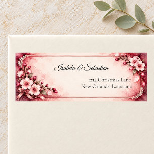 Etiqueta Boda Romántica Coqueta de Flor de Cerezo