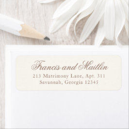 Etiqueta Boda Romántica Marrón Elegante