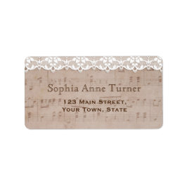 Etiqueta Boda Romántico de Música Vintage y Lace