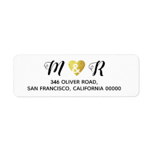 Etiqueta boda romántico elegante monograma de amor