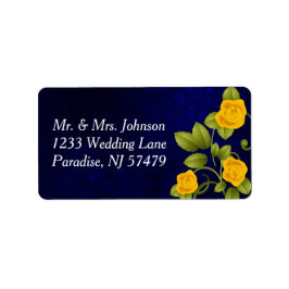 Etiqueta Boda rosa azul oscuro y amarillo