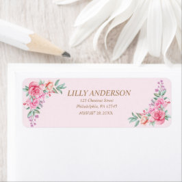 Etiqueta Boda rosa floral