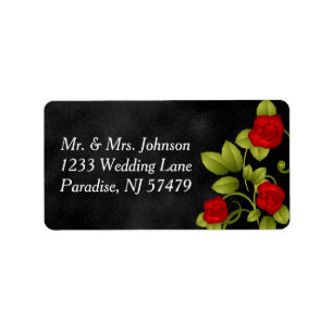 Etiqueta Boda Rosa Negra y Roja