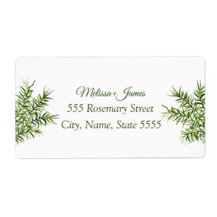Etiqueta Boda Rosemary de la vegetación botánica