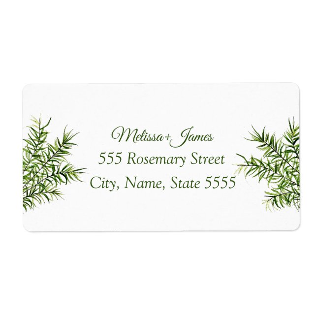 Etiqueta Boda Rosemary de la vegetación botánica (Frente)
