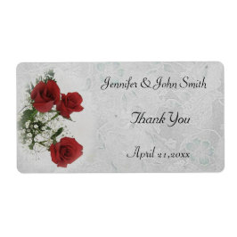 Etiqueta Boda Roses Rojos Gracias