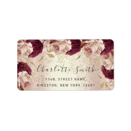 Etiqueta Boda RSVP Rosa floral Marsala