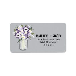 Etiqueta Boda ruso Mason Jar y Floral