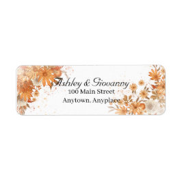 Etiqueta Boda rústica de acuarela floral de otoño
