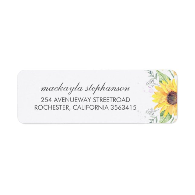 Etiqueta Boda rústica de girasoles en el campo (Frente)