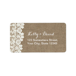 Etiqueta Boda Rústica de Vintage de Lace y Burlap