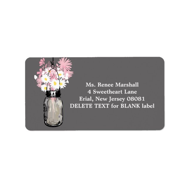 Etiqueta Boda Rústico Colgando Mason Jar (Frente)