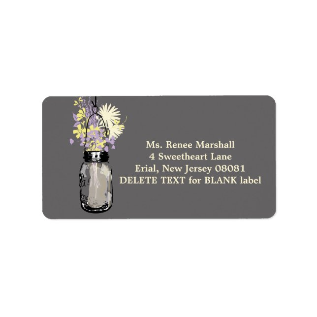 Etiqueta Boda Rústico Colgando Mason Jar (Frente)