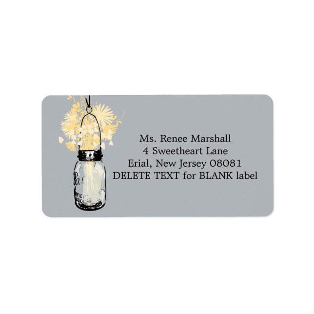 Etiqueta Boda Rústico Colgando Mason Jar (Frente)