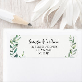 Etiqueta Boda rústico de hojas de oliva acuarelas botánicas