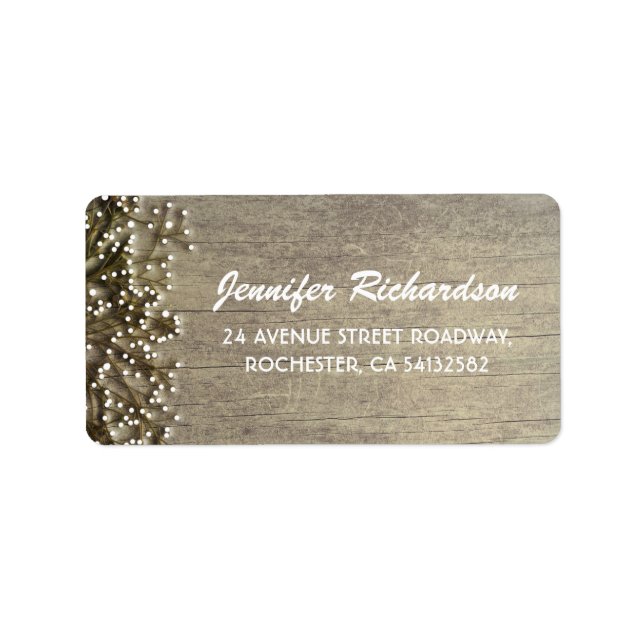 Etiqueta boda rústico del aliento del bebé (Frente)