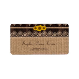 Etiqueta Boda Rústico Lace Burlap Wood