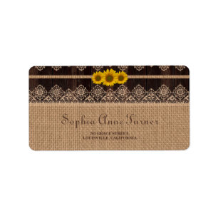 Etiqueta Boda Rústico Lace Burlap Wood