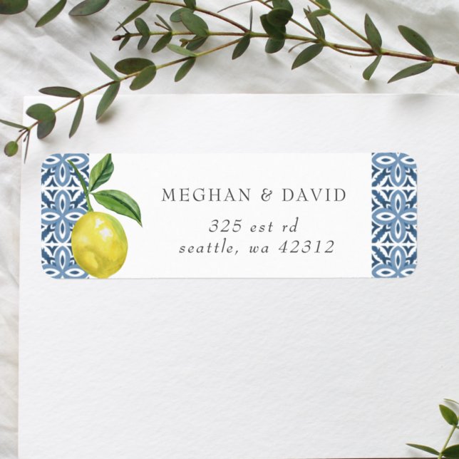 Etiqueta Boda Siciliano de Blue Tiles Lemons (Subido por el creador)