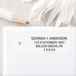 Etiqueta Boda simple del corazón negro