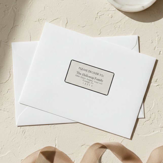 Etiqueta Boda Simple Serif Clásico Marfil (Simple Ivory Classic Serif Wedding Label)
