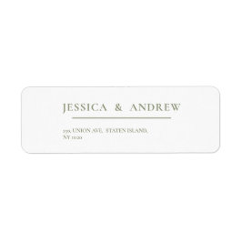 Etiqueta Boda simple verde y blanco sabio minimalista