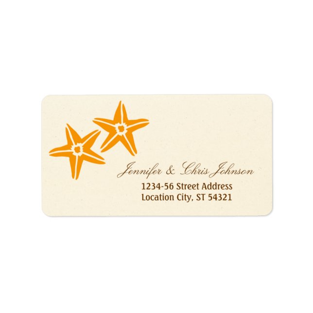 Etiqueta Boda Starfish Pareja Summer Beach (Frente)