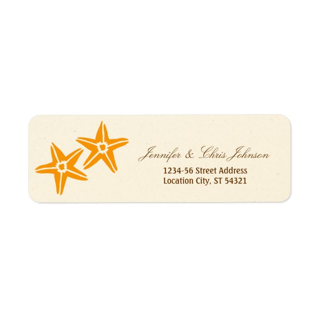 Etiqueta Boda Starfish Pareja Summer Beach (Frente)