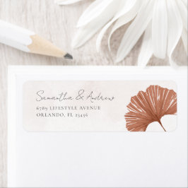 Etiqueta Boda Terracota Botánico Ginkgo