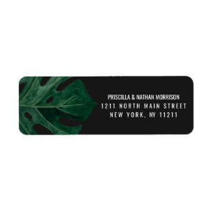 Etiqueta Boda tropical moderna del oro de la hoja del queso