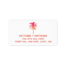 Etiqueta Boda Tropical Sunset Palm Tree Beach