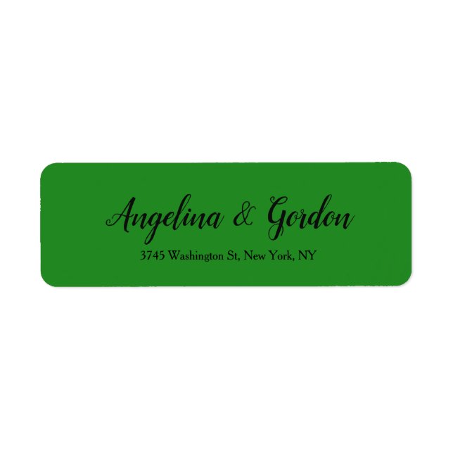 Etiqueta Boda Verde Forestal Profesional Elegante (Frente)