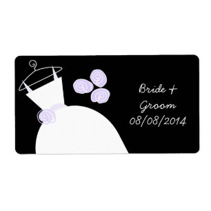 Etiqueta Boda vestido púrpura 'Bride Groom' negro horizonta