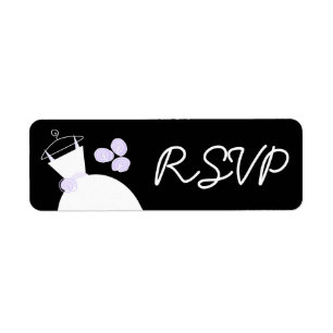 Etiqueta Boda vestido púrpura 'RSVP' negro pequeño