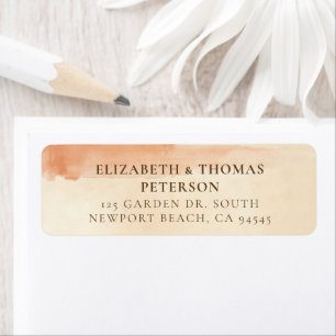 Etiqueta Boda Vintage Costera Atardecer Cálido Beige Naranj