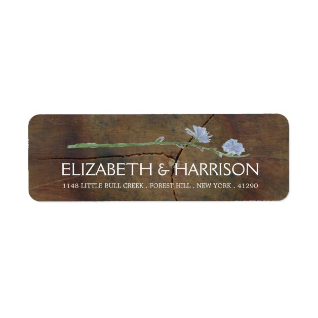 Etiqueta Boda Wildflower Oak Wood (Frente)