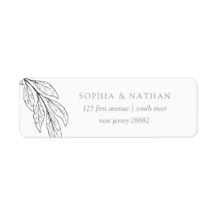 Etiqueta Bodas blancas de la hoja   y grises simples