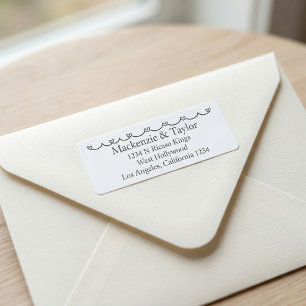 Etiqueta Bodas caprichosas garabatos gris y blanco