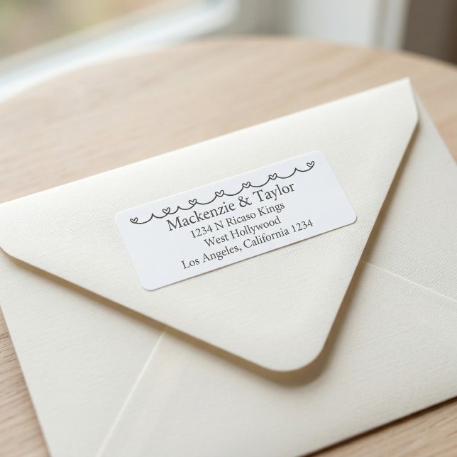 Etiqueta Bodas caprichosas garabatos gris y blanco  (Wedding Whimsical Doodles Grey and White Label by Ricaso. Modern chic return address labels
)