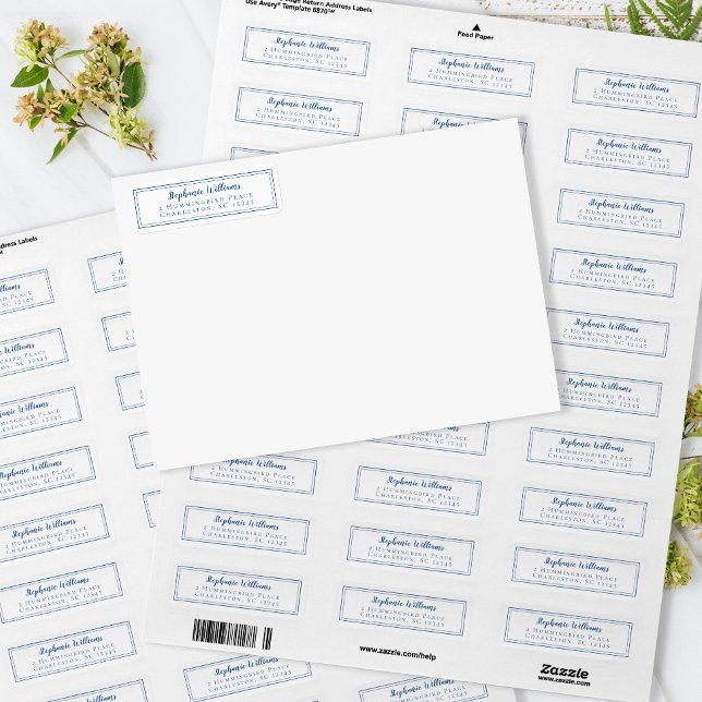 Etiqueta Bodas Simples Dirección de Respuesta RSVP Azul Bla (Subido por el creador)