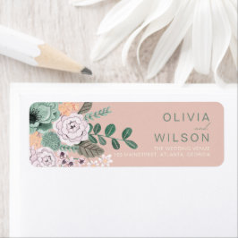 Etiqueta Bohemian Sage Verde y Chic Floral Flores Blush I