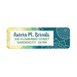 Etiqueta Boho amarillo verde azul Mandala