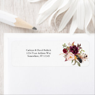Etiqueta Boho audaz Boda floral de la Marina Borgoña