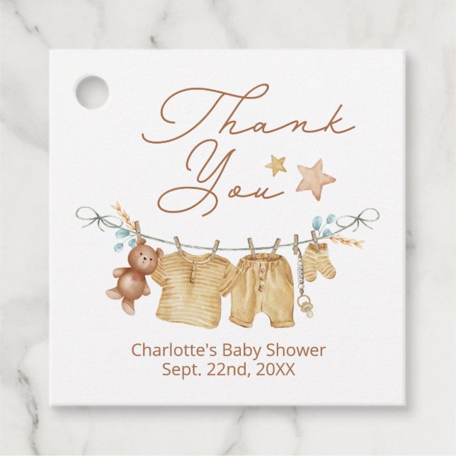 Etiqueta Boho Baby Shower Gracias (Anverso)