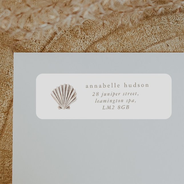 Etiqueta Boho Beach Shell Baby Shower (Zazzle Boho Beach Shell Baby Shower Label)