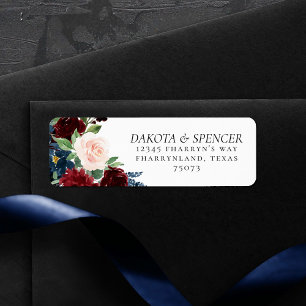 Etiqueta Boho Bloom   Dirección de color rojo y azul marino