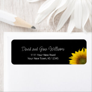 Etiqueta Boho Botánico de Sunflower Trendy Black